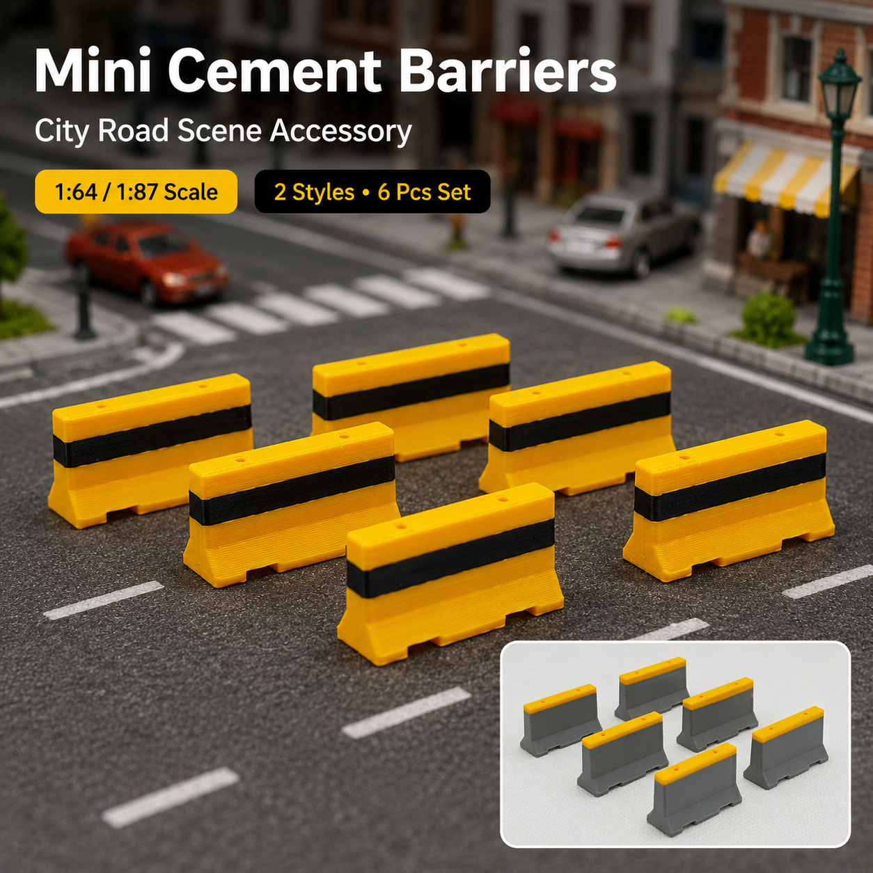 Model Kit Cement - 1:64 1:87 Miniaturowe barierki drogowe z