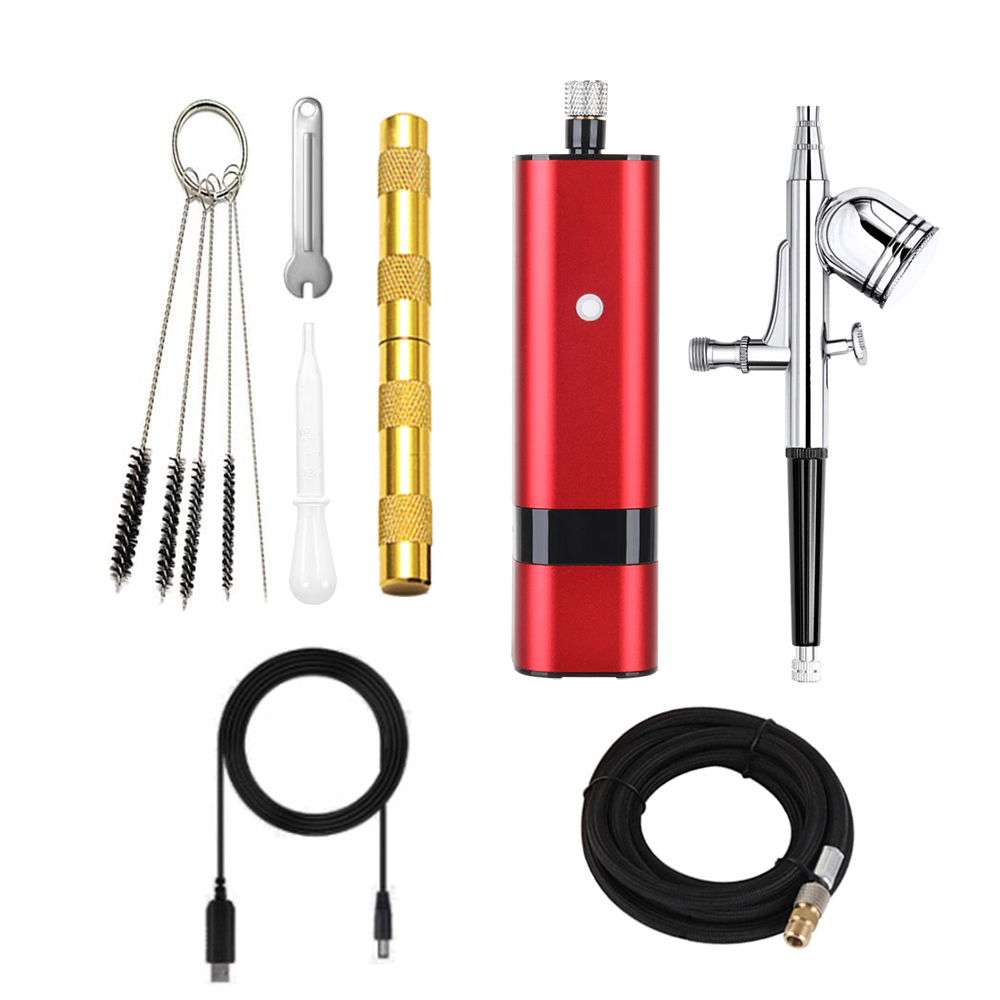 Airbrush Compressor Kit - Profesjonalny kompletny zestaw aerografów kieszonkowy kompresor