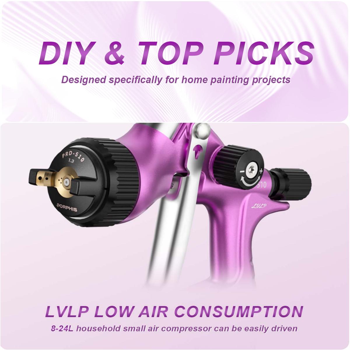 Airbrush Compressor Kit - Pistolet lakierniczy PORPHIS PRD-510 LVLP 1.3mm,