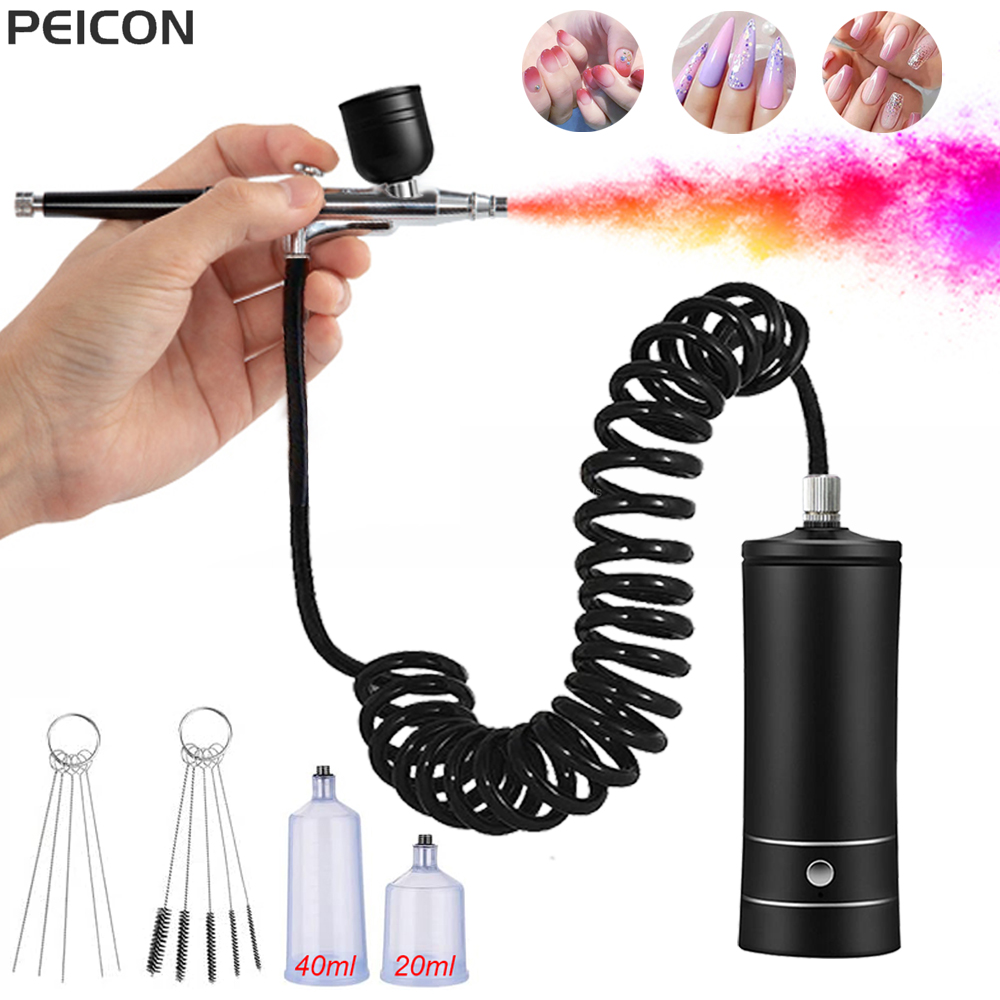 Airbrush Compressor Kit - Aerograf do paznokci ze sprężarką Przenośny